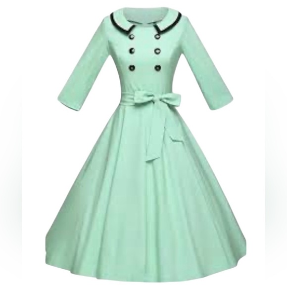 Gowntown Dresses & Skirts - GownTown Mint Green 1950’s Vintage Style Stretchy Swing Event Dress SZ L
